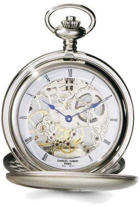 Image of Charles Hubert Stainless Steel Double Cover Satin Pocket Watch