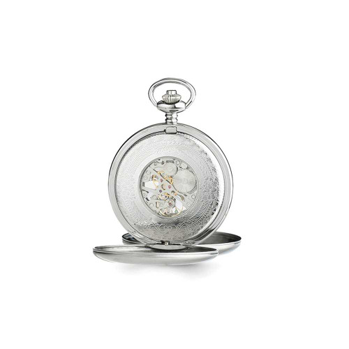 Image of Charles Hubert Stainless Steel Double Cover Tritium Mechanical Pocket Watch