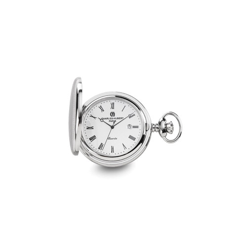 Charles Hubert Stainless Steel Stripe Design Pocket Watch