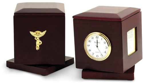 Chiropractor Rosewood Rotating Pen Box w/Two 2x2 Frames and Clock (Gifts)