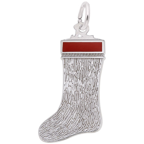 Image of Christmas Stocking Charm w/ Red Enamel (Choose Metal) by Rembrandt