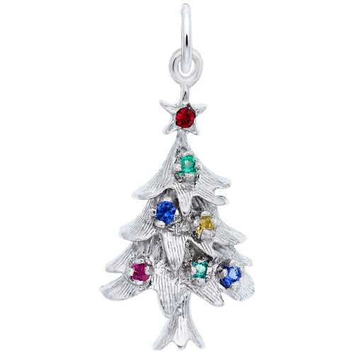 Image of Christmas Tree Charm w/ Multicolor Beads (Choose Metal) by Rembrandt