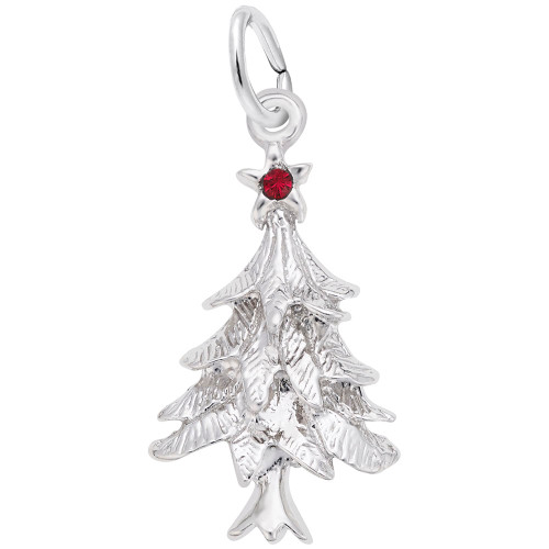Image of Christmas Tree Charm w/ Red Synthetic Crystal (Choose Metal) by Rembrandt
