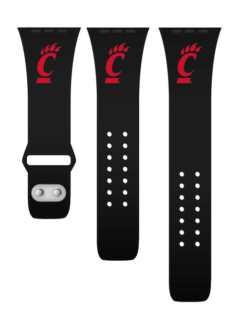 Image of Cincinnati Bearcats Silicone Watch Band Compatible with Apple Watch - 38mm/40mm/41mm Black C-AB1-136-38