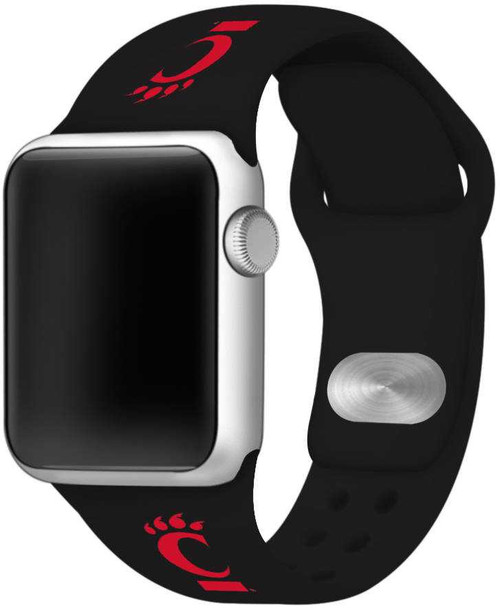 Image of Cincinnati Bearcats Silicone Watch Band Compatible with Apple Watch - 42mm/44mm/45mm Black C-AB1-136-42