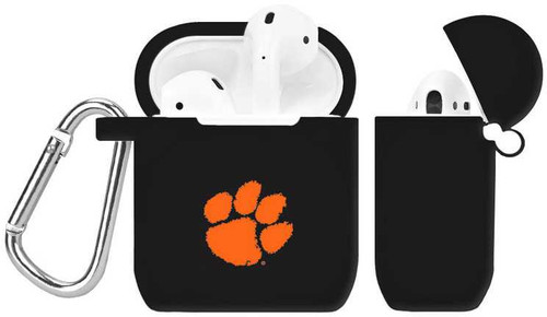 Image of Clemson Tigers Silicone Case Cover Compatible with Apple AirPods Battery Case - Black C-APA2-149