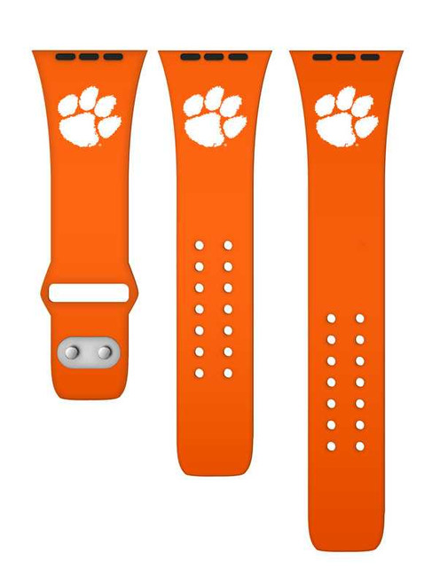 Image of Clemson Tigers Silicone Watch Band Compatible with Apple Watch - 38mm/40mm/41mm Orange C-AB1-149-38