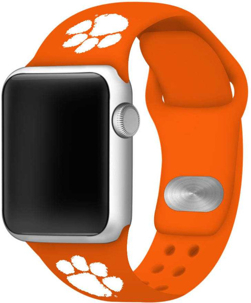 Image of Clemson Tigers Silicone Watch Band Compatible with Apple Watch - 38mm/40mm/41mm Orange C-AB1-149-38