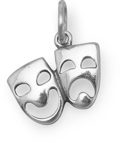 Image of Comedy and Tragedy Mask Charm 925 Sterling Silver