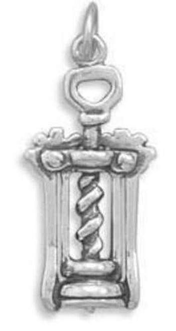 Image of Cork Screw Charm 925 Sterling Silver