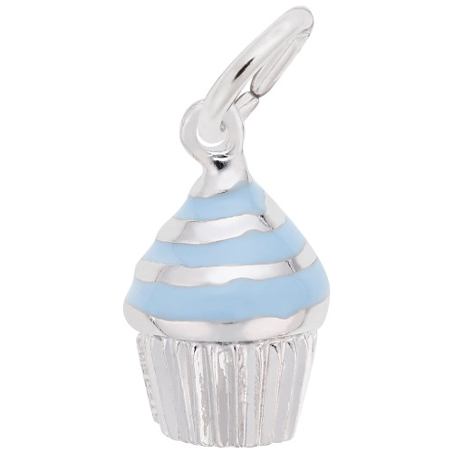 Image of Cupcake - Blue Enamel Icing Charm (Choose Metal) by Rembrandt