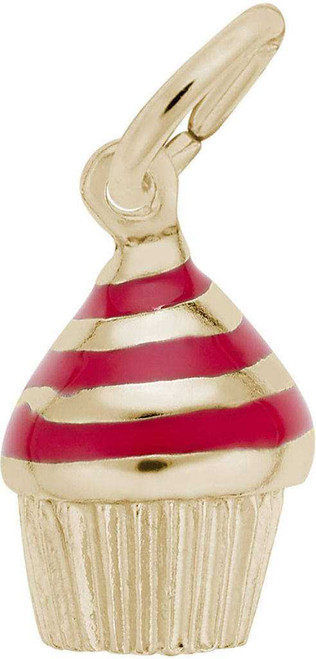 Image of Cupcake - Red Enamel Icing Charm (Choose Metal) by Rembrandt