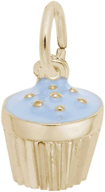 Image of Cupcake Charm w/ Blue Enamel (Choose Metal) by Rembrandt