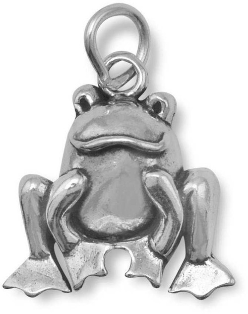 Image of Cute Sitting Frog Charm 925 Sterling Silver