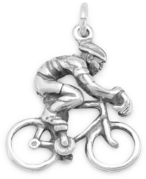 Image of Cyclist Charm 925 Sterling Silver