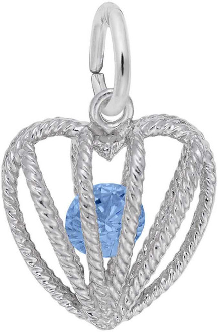 Image of December Heart Cage w/ Synthetic Crystal Charm (Choose Metal) by Rembrandt