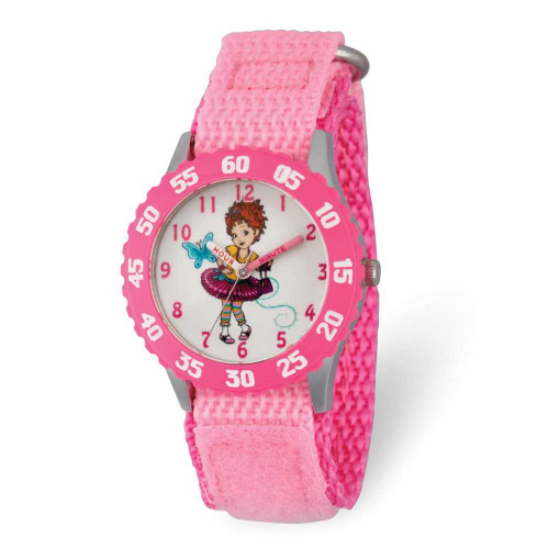 Image of Disney Kids Fancy Nancy Pink Nylon Band Time Teacher Watch XWA5884