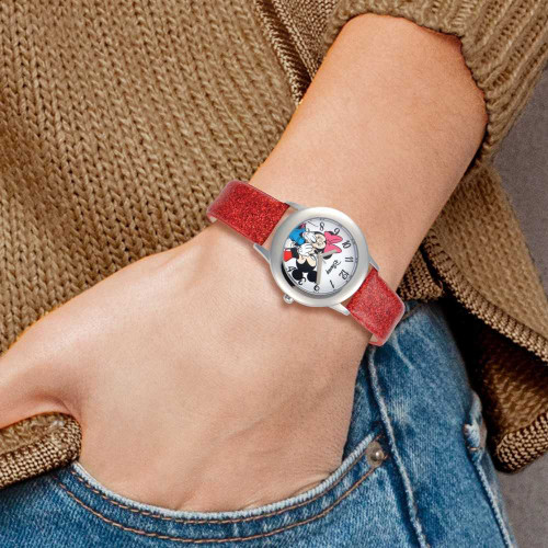Image of Disney Minnie & Mickey Red Leather Tween Watch
