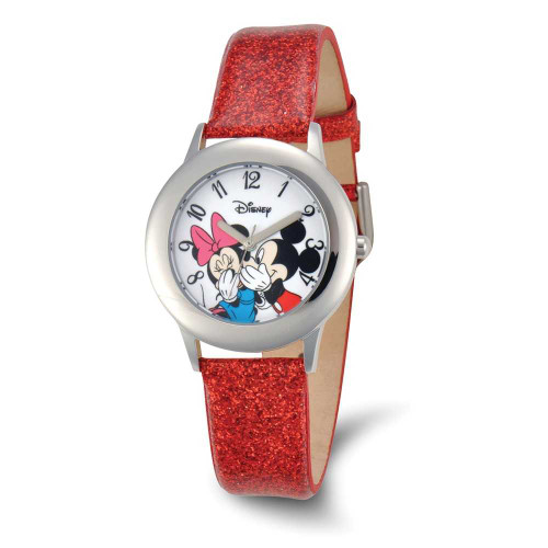 Image of Disney Minnie & Mickey Red Leather Tween Watch