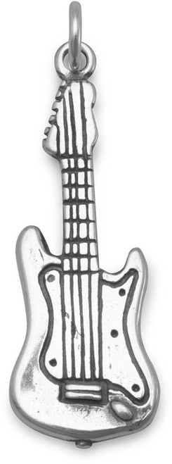Image of Electric Guitar Charm 925 Sterling Silver