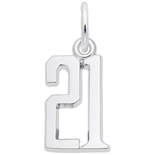 Image of Elegant Number 21 Charm (Choose Metal) by Rembrandt