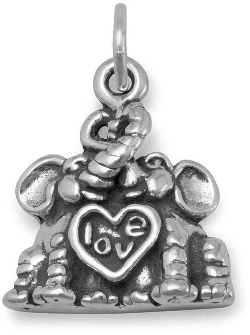 Image of Elephants in Love Charm 925 Sterling Silver