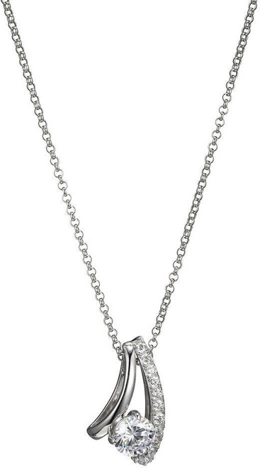 Image of ELLE 18" + 2" Sterling Silver Necklace w/ Double Band CZ Pendant