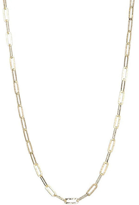 ELLE 24" Gold-Plated Sterling Silver Hammered Paperclip Chain Necklace