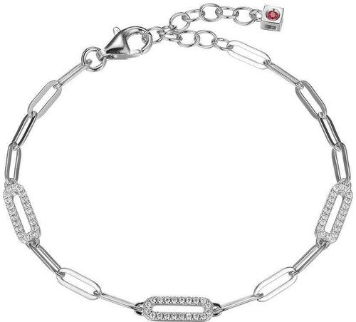 Image of ELLE 6.5" + 1.25" Sterling Silver Paperclip Chain Bracelet w/ 3 CZ Link Stations