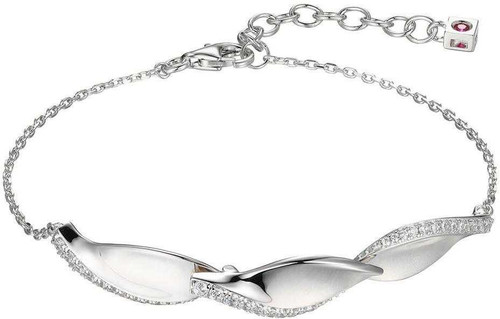 Image of ELLE 6.75" + 1.25" Rhodium Plated Sterling Silver Bracelet w/ 3-Leaf CZ Design