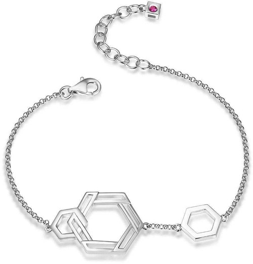 Image of ELLE 6.75" + 1.25" Sterling Silver Intertwined Hexagon Bracelet