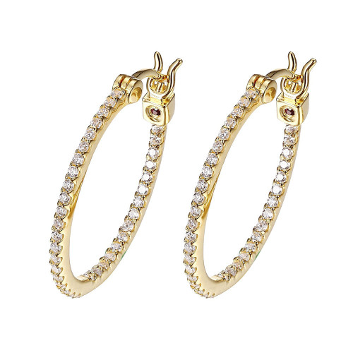 Image of ELLE Jewelry - 24 x 20mm Gold Plated Sterling Silver Inside Out CZ Hoop Earrings