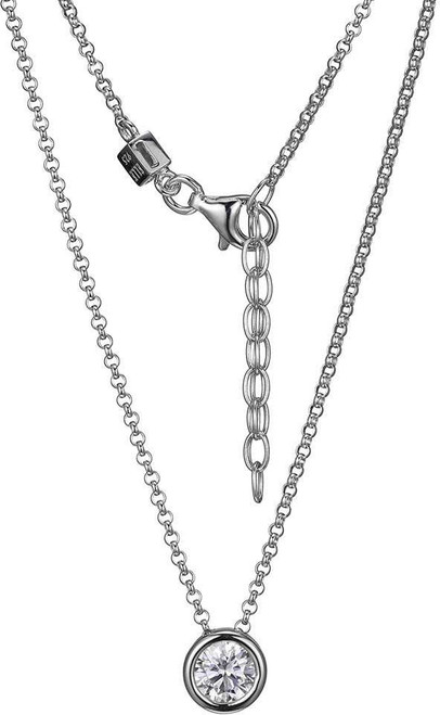 Image of ELLE Jewelry - 16" + 2" Sterling Silver Rolo Chain Necklace w/ 6mm Round CZ Pendant