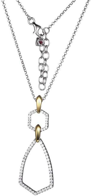 Image of ELLE Jewelry - 28" + 2" Gold Plated Sterling Silver Necklace w/ Geometric CZ Pendant