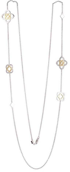 Image of ELLE Jewelry - 36" Sterling Silver Necklace w/ Gold Plated Celtic Inspired Stations