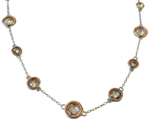 Image of ELLE Jewelry - 36in + 2in 14K Rose Gold Plated Sterling Silver Sparkling CZ Necklace