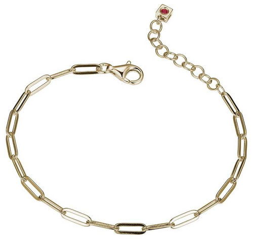 Image of ELLE Jewelry - 6.75" + 1.25" Gold Plated Sterling Silver Paperclip Chain Bracelet