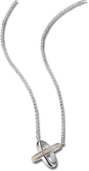 Image of ELLE Jewelry - DUET Sterling Silver & 14kt Gold Plated Sparkling CZ Necklace