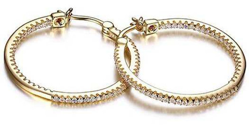 Image of ELLE Jewelry - Gold Plated Sterling Silver Inside Out CZ Hoop Earrings