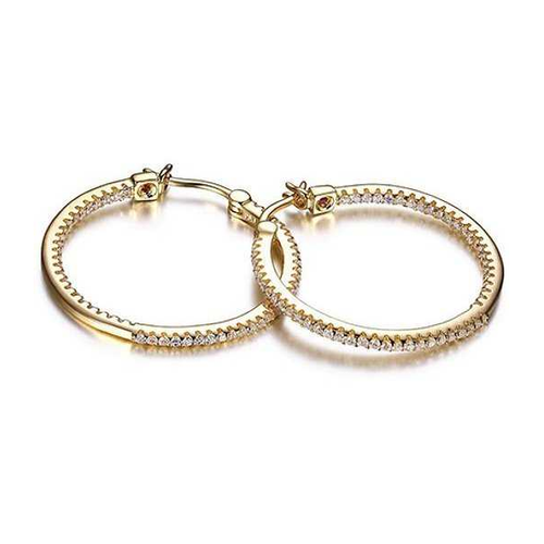 Image of ELLE Jewelry - Gold Plated Sterling Silver Inside Out CZ Hoop Earrings