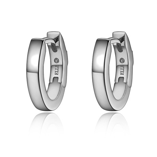 ELLE Jewelry - Rhodium Plated Sterling Silver Huggie Hoop Earrings