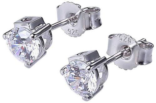Image of ELLE Jewelry - Sterling Silver 5mm Round CZ Stud Earrings
