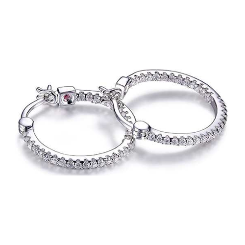 Image of ELLE Jewelry - Sterling Silver Inside Outside CZ Hoop Earrings