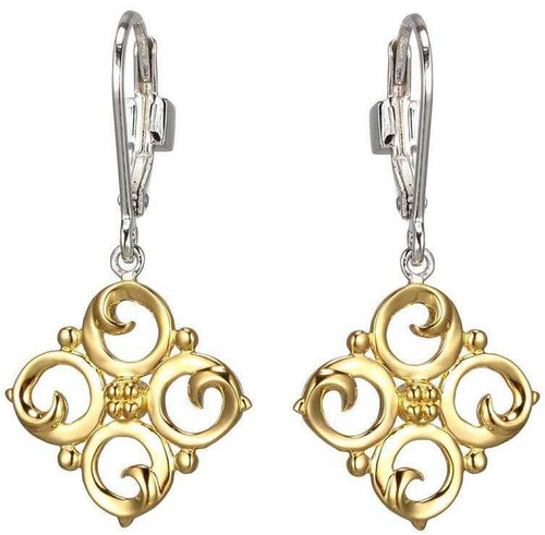 Image of ELLE Rhodium & Gold-plated Sterling Silver Motif Drop Earrings