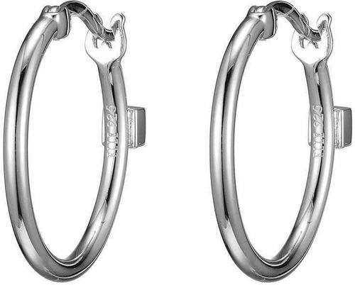 Image of ELLE Rhodium Plated Sterling Silver 20mm Round Wire Hoop Earrings