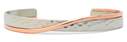 Image of Embrace - Sergio Lub Hammered Silver-tone and Copper Bracelet - Made in USA! (lub320)