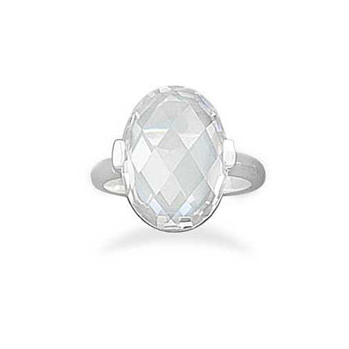 Image of Faceted Clear CZ Ring 925 Sterling Silver - LIMITED STOCK