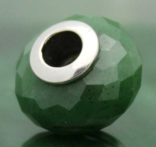 Image of Faceted Genuine Natural Nephrite Jade Bead w/ Surgical Steel Inside 14x7.5mm