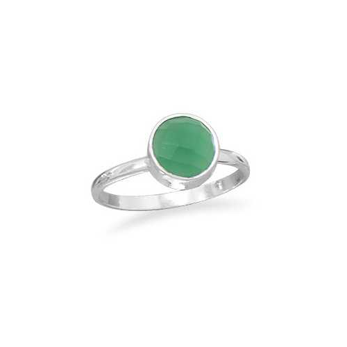 Image of Faceted Green Onyx Stackable Ring 925 Sterling Silver - LIMITED STOCK