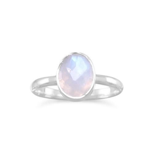 Image of Faceted Moonstone Stackable Ring 925 Sterling Silver